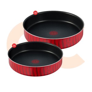Tefal Tempo Flame Round Oven Tray Set-Size 26,30 Red 4300001043