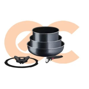 Tefal Ingenio XL Force Cooking Set Stewpot 22 cm + Sautepan 24 cm + Wokpan 28 cm With Glass lid & one Handle Black 6221064019218